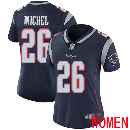 New England Patriots Football 26 Vapor Limited Navy Blue Women Sony Michel Home NFL Jersey